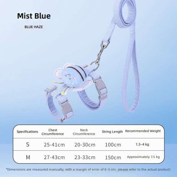 SKU_02_Airy_blue Adjustable H-Shape Cat Harness and Leash Set