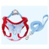 SKU_03_红蓝绑带绳 Breathable Mesh Bow Pet Harness For Small Dogs/Cats