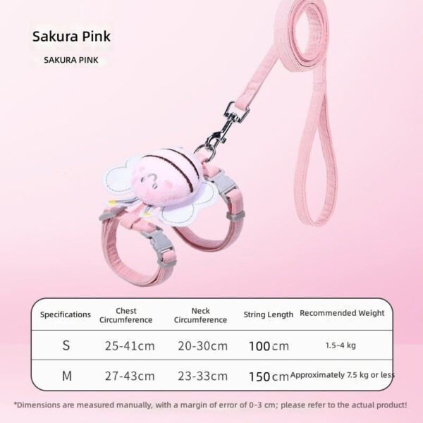 SKU_04_Cherry_blossom_pink Adjustable H-Shape Cat Harness and Leash Set