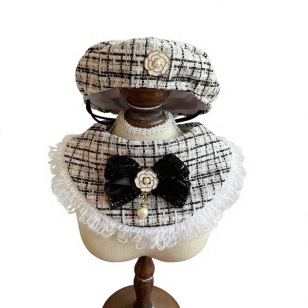 Luxury Tweed Pet Beret & Bib Set