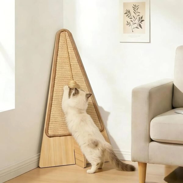 Tall Cat Scratching Post – Vertical Sisal Scratcher with Hanging Toy