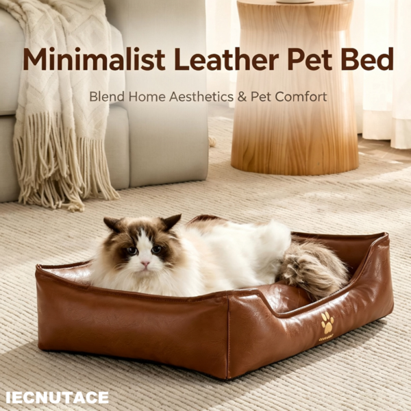 Luxury PU Leather Pet Sofa – Removable Cover Dog & Cat Lounge Bed