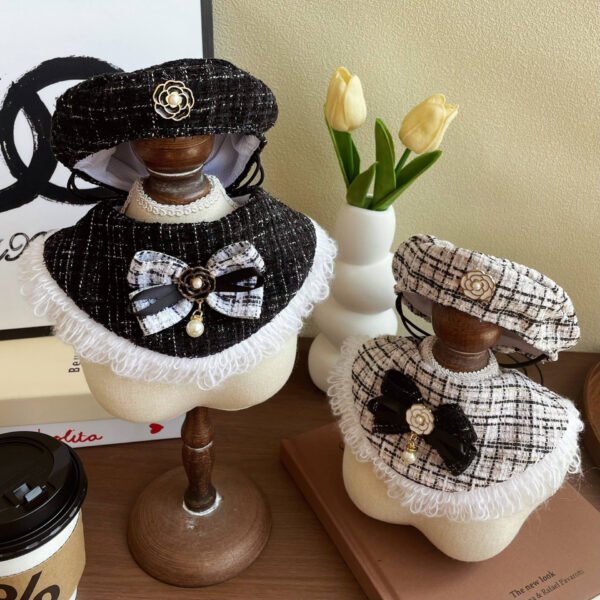 Luxury Tweed Pet Beret & Bib Set