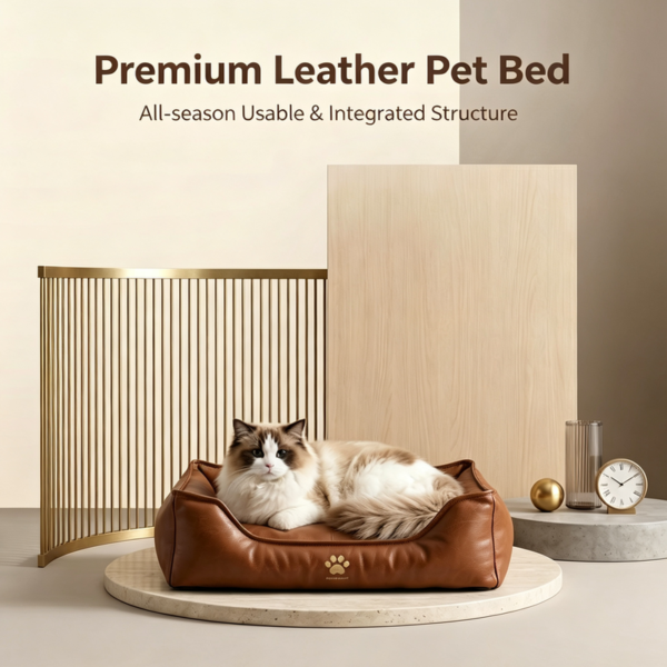Luxury PU Leather Pet Sofa – Removable Cover Dog & Cat Lounge Bed