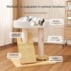 主图_03 Solid Wood Cat Tree with Plush Platforms