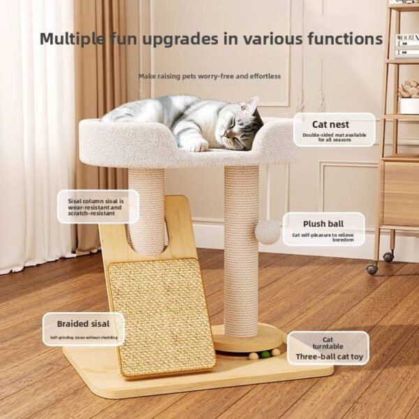 主图_03 Solid Wood Cat Tree with Plush Platforms