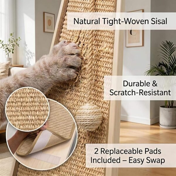 Tall Cat Scratching Post – Vertical Sisal Scratcher with Hanging Toy