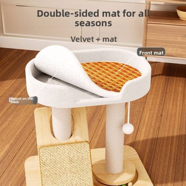 主图_04 Solid Wood Cat Tree with Plush Platforms