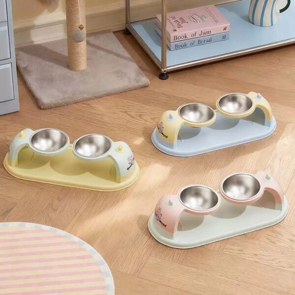 Double Bowl Neck-Protecting Pet Feeder