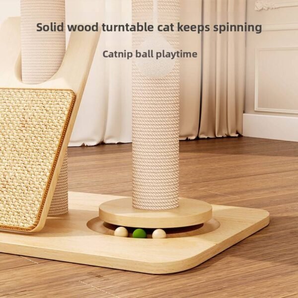 主图_05 Solid Wood Cat Tree with Plush Platforms
