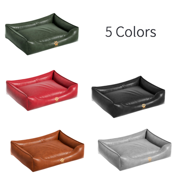 Luxury PU Leather Pet Sofa – Removable Cover Dog & Cat Lounge Bed