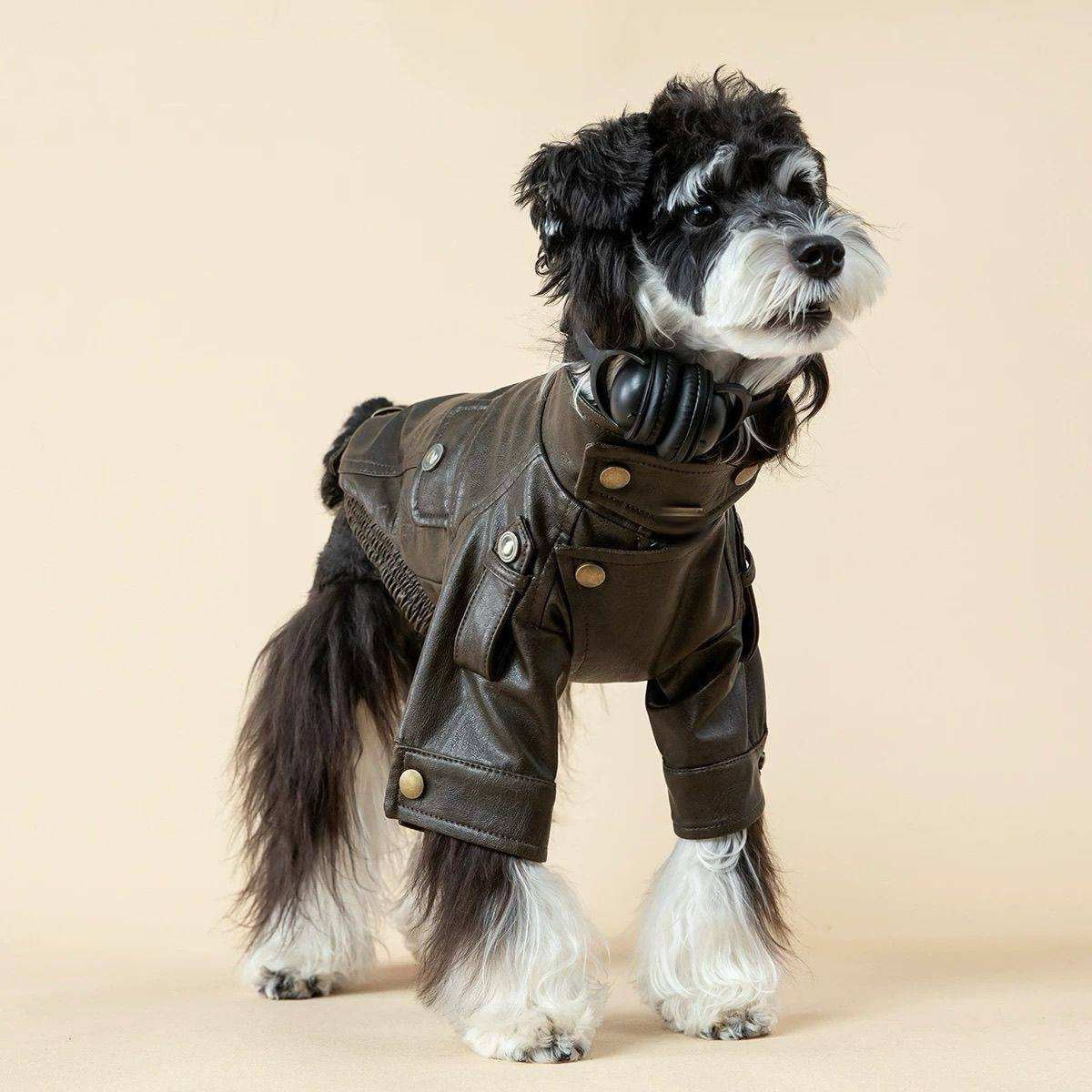 Vintage-Style PU Leather Pet Dog Clothing